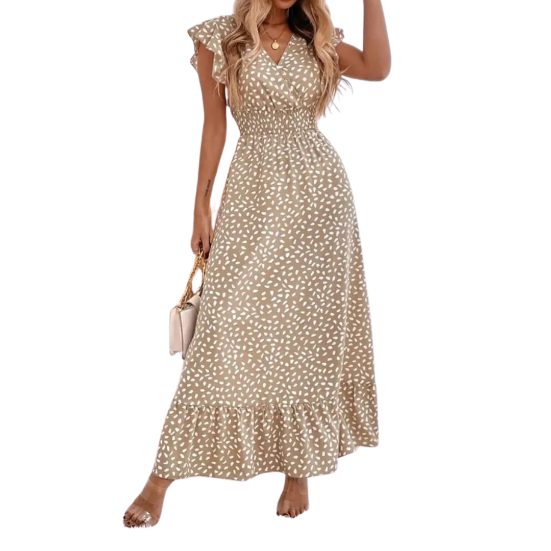 LOTTIE | Floral Ruffle V-Neck Maxi Dress