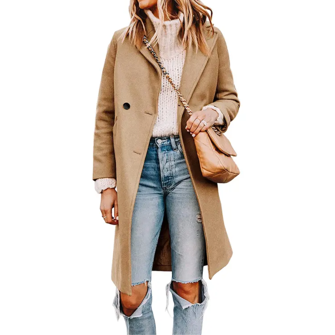 CELINDA™ – Classic Double-Breasted Wool-Blend Peacoat