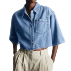 JOVETTE™ – Cropped Button-Down Denim Shirt Jacket