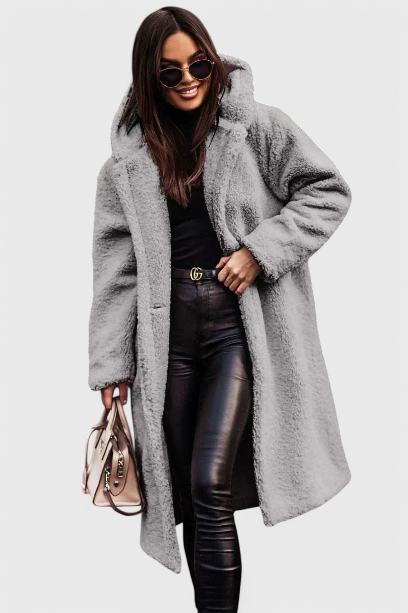 KENDALL | Long Coat in Soft Fur with Casual Cut