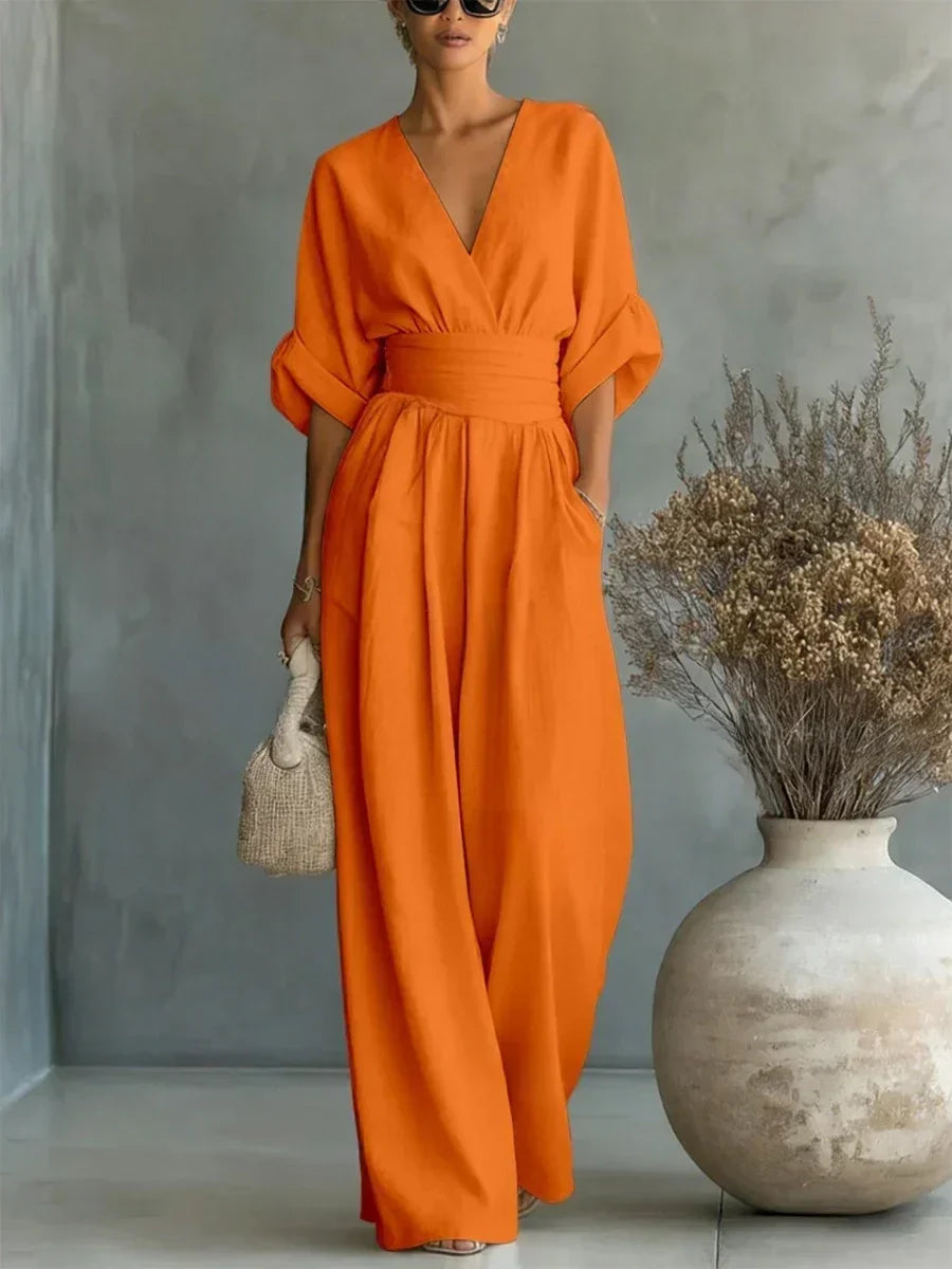 Kyra | V-Neck High-Waist Jumpsuit