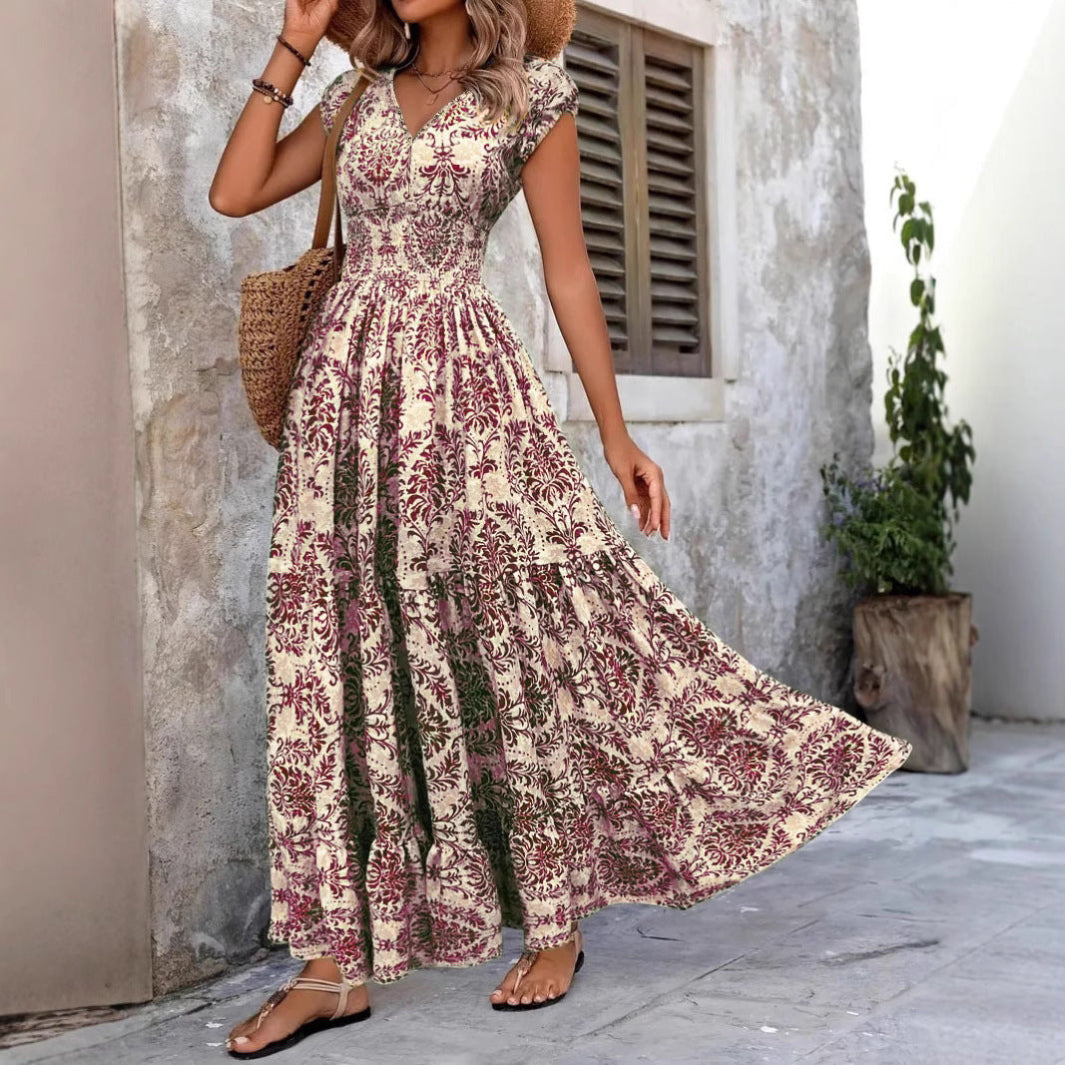 ISABELLA | Chic Summer V-Neck Shirred Boho Dress