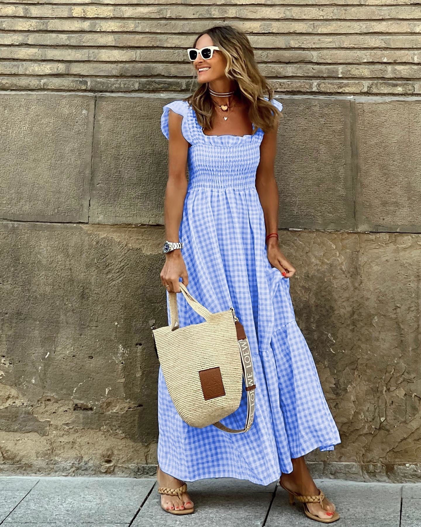 NANCY | Chic Retro Plaid Smocked Dress