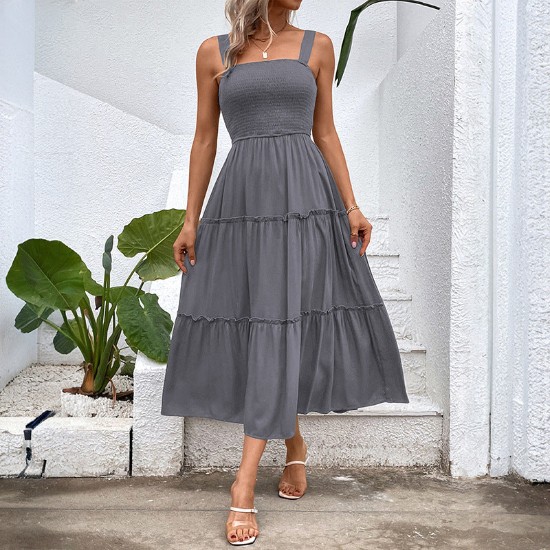 FIORELLE | Vintage Frill Hem Shirred Backless Sundress