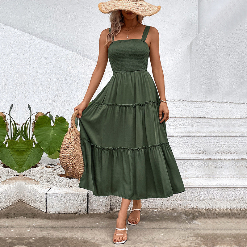 FIORELLE | Vintage Frill Hem Shirred Backless Sundress