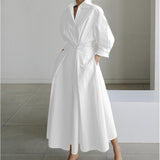 SOPHIE | Elegant Front Wrap Collared Maxi Dress