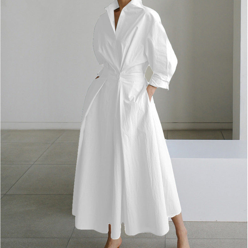SOPHIE | Elegant Front Wrap Collared Maxi Dress