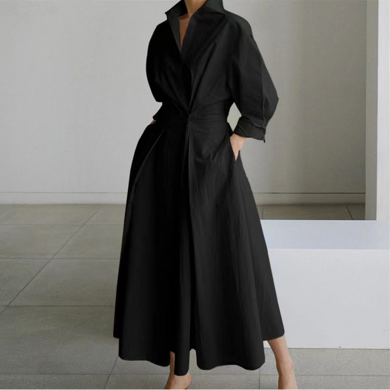 SOPHIE | Elegant Front Wrap Collared Maxi Dress