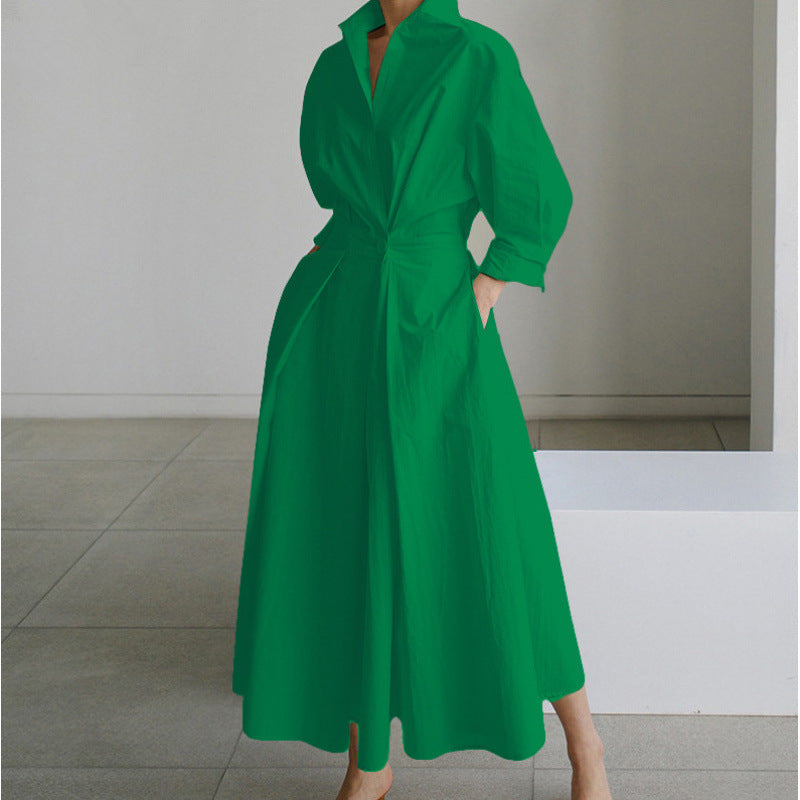 SOPHIE | Elegant Front Wrap Collared Maxi Dress
