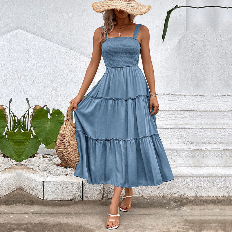 FIORELLE | Vintage Frill Hem Shirred Backless Sundress
