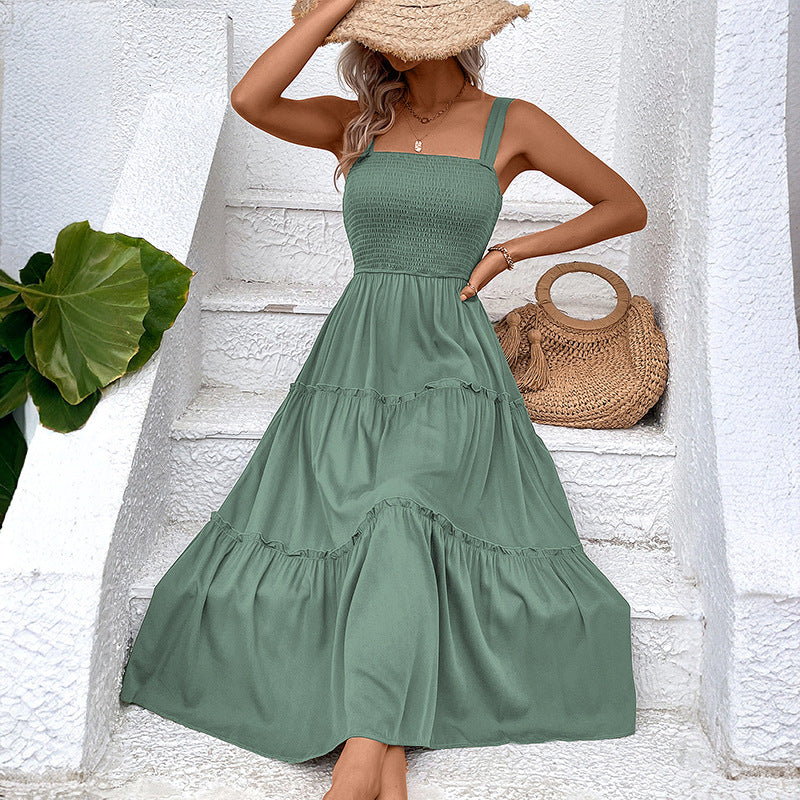 FIORELLE | Vintage Frill Hem Shirred Backless Sundress