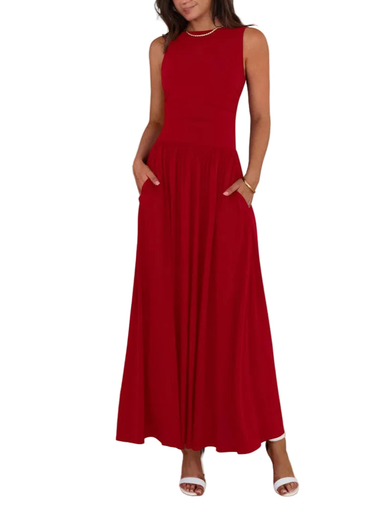 EMMIE | Chic Sleeveless Ruched High-Waisted Maxi Dress