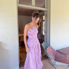 QUINTESSA | Elegant Halter Neck Lotus Summer Maxi Dress