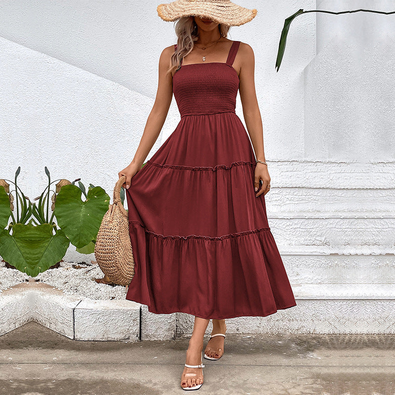 FIORELLE | Vintage Frill Hem Shirred Backless Sundress