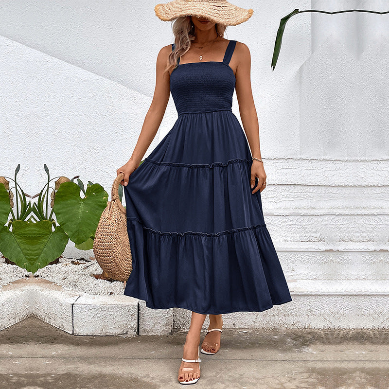 FIORELLE | Vintage Frill Hem Shirred Backless Sundress