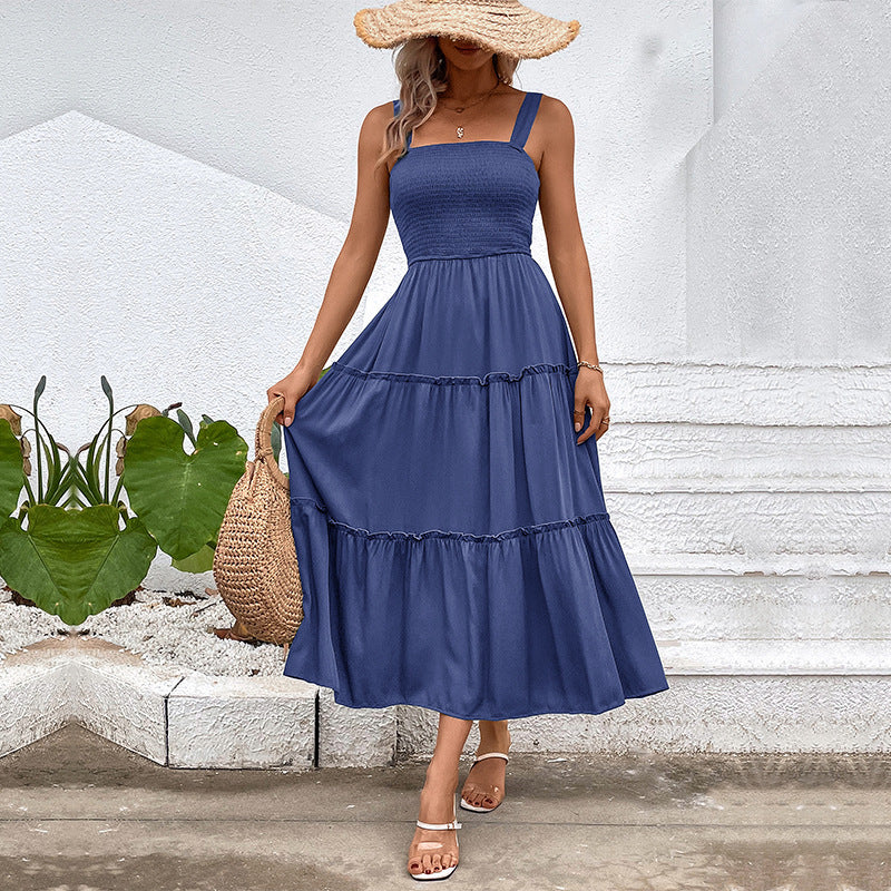 FIORELLE | Vintage Frill Hem Shirred Backless Sundress