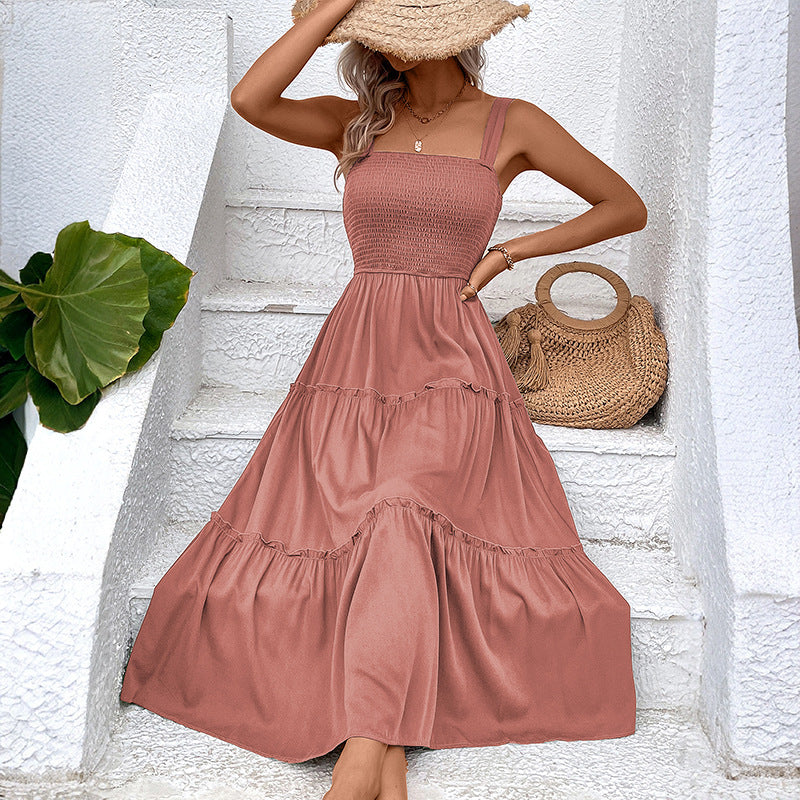 FIORELLE | Vintage Frill Hem Shirred Backless Sundress
