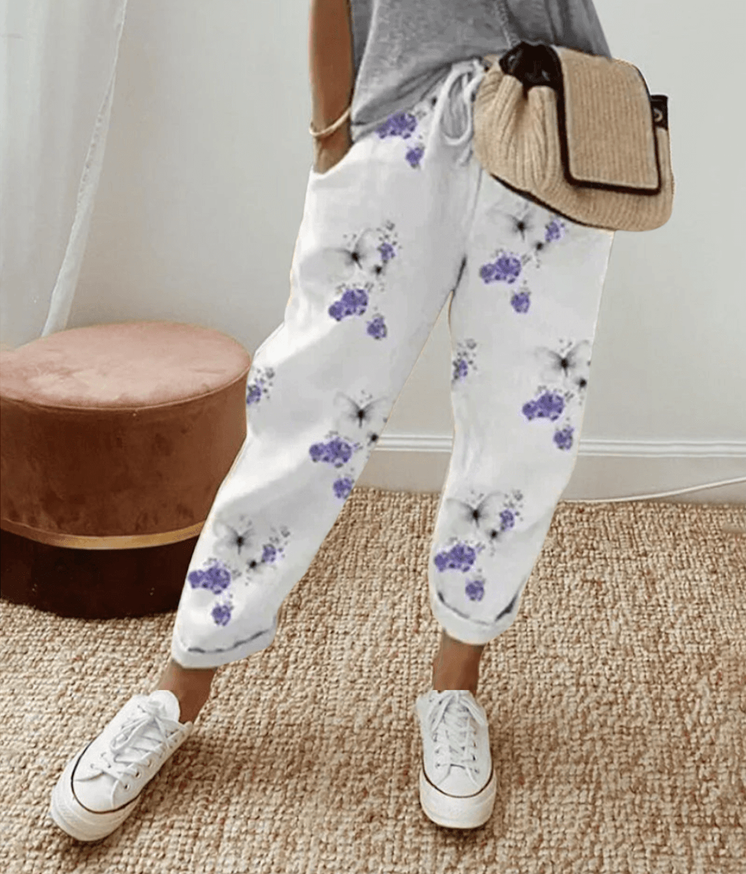 Elle | Flattering Fit & Comfort Waistband Trouser With Print