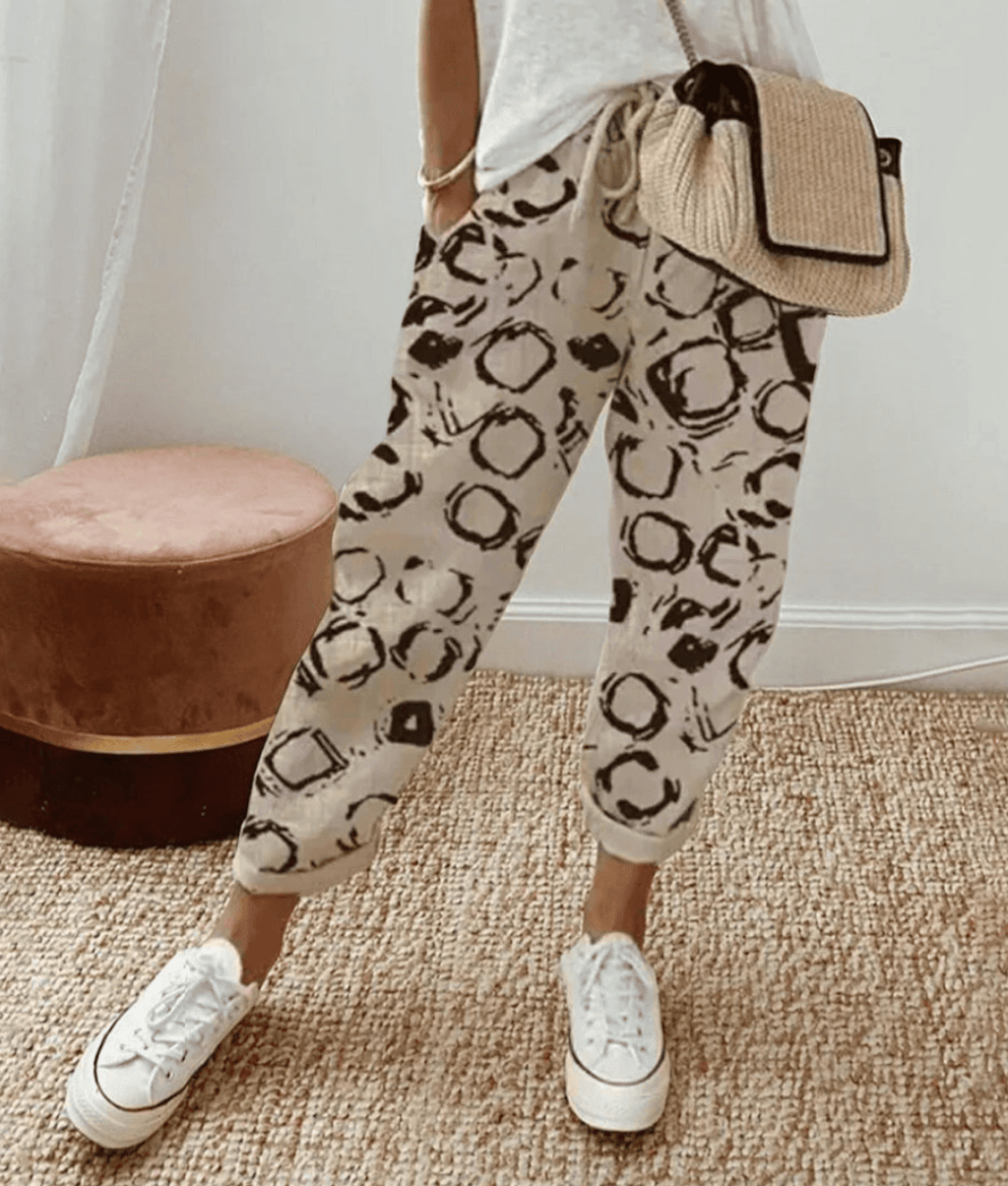 Elle | Flattering Fit & Comfort Waistband Trouser With Print