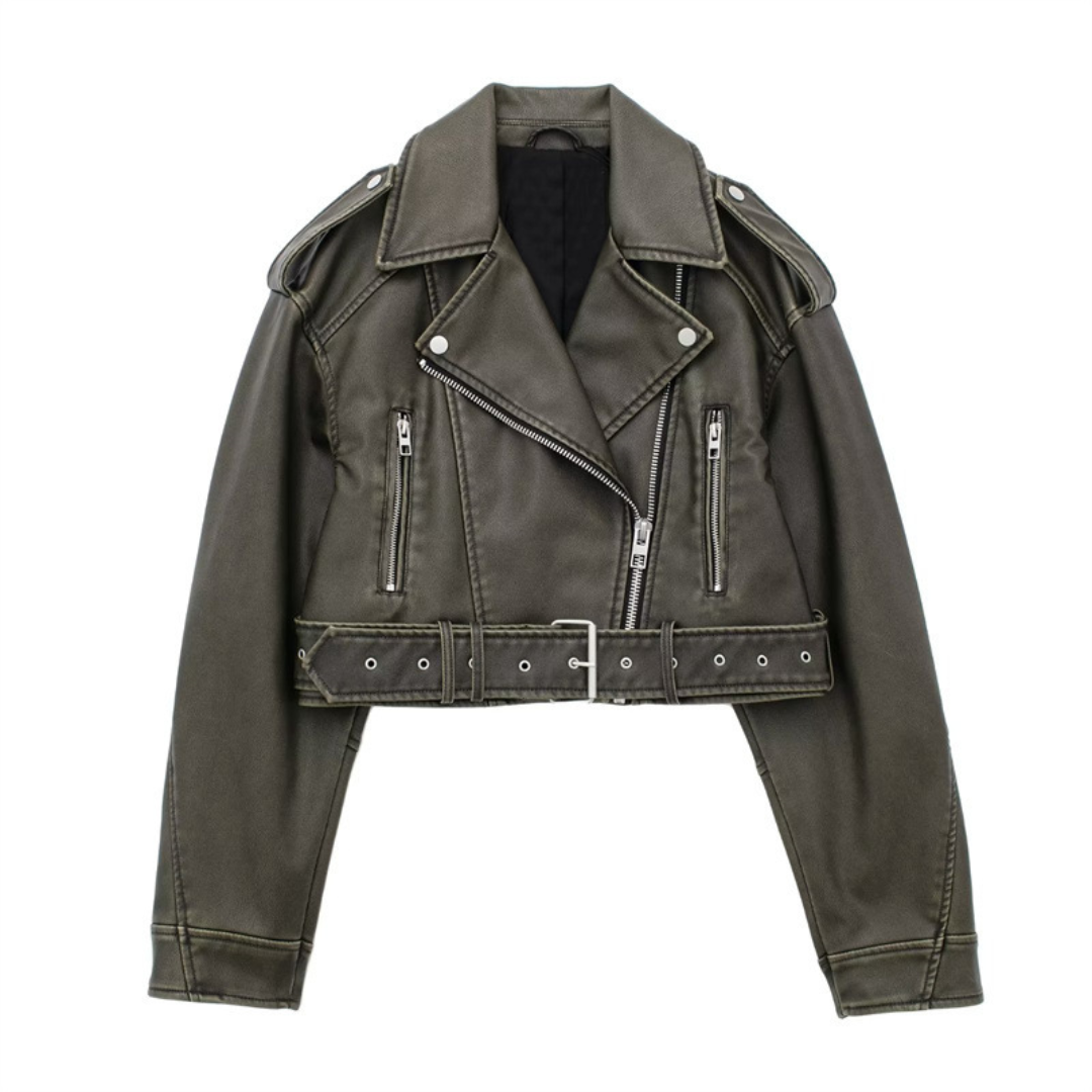 DAGMAR™ – Vintage Moto Loose Leather Jacket