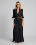 Lidia | Belted Maxi Dress with Lapel Collar