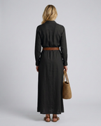 Lidia | Belted Maxi Dress with Lapel Collar