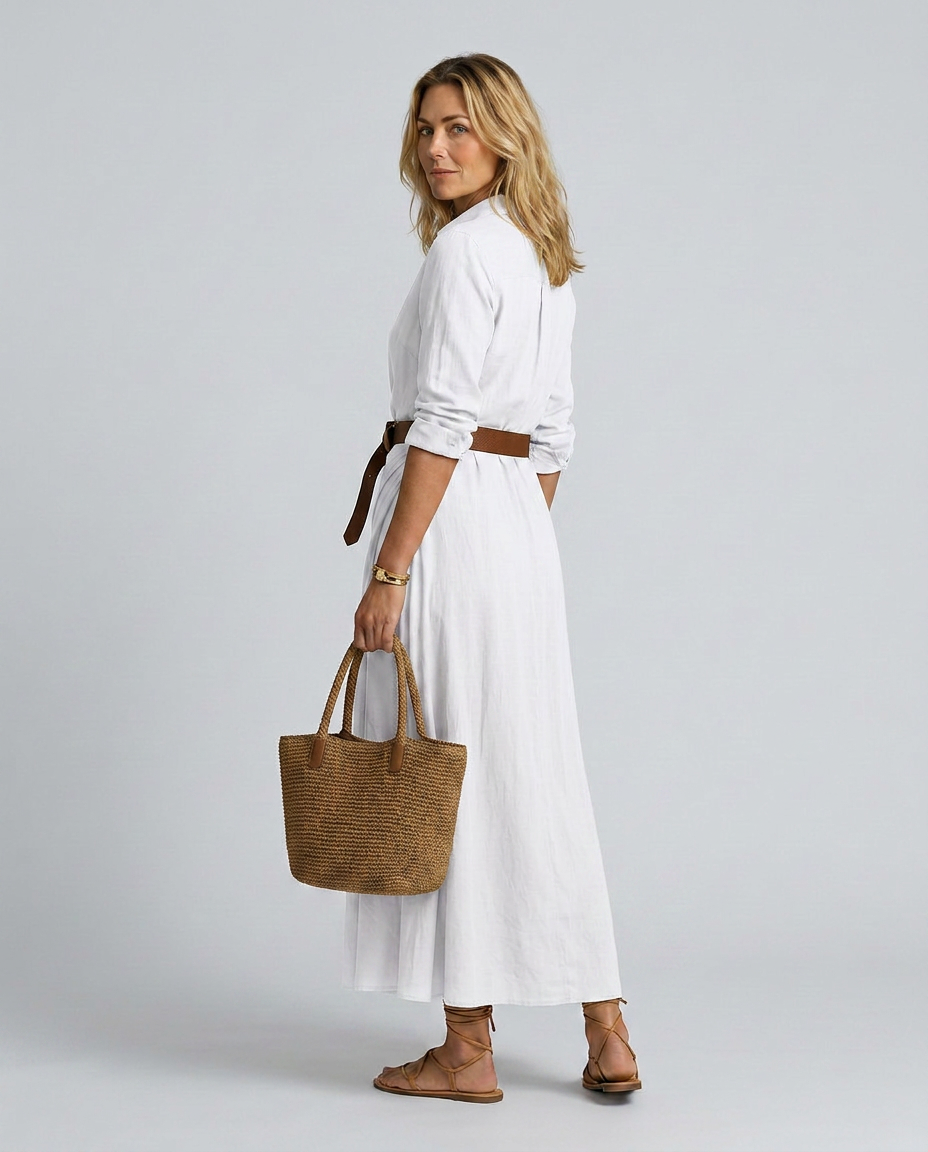 Lidia | Belted Maxi Dress with Lapel Collar