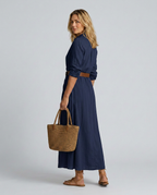 Lidia | Belted Maxi Dress with Lapel Collar