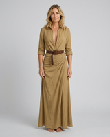 Lidia | Belted Maxi Dress with Lapel Collar