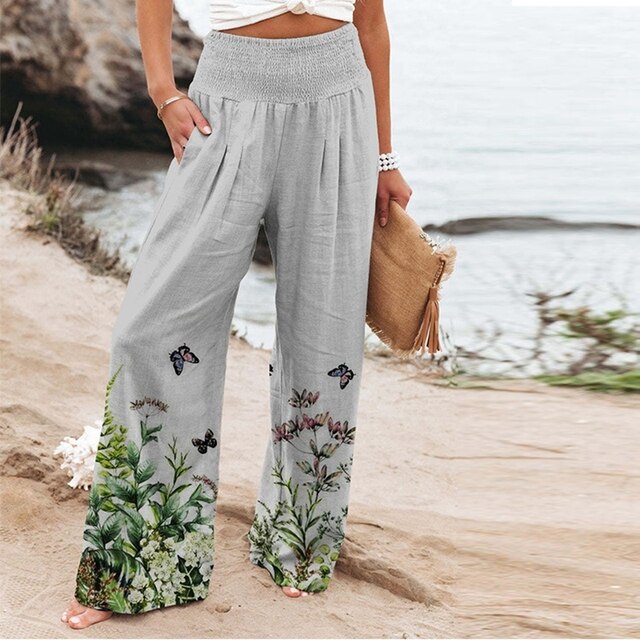 PALOMA | Women's Floral Wide Leg Pants High Waist Casual Summer