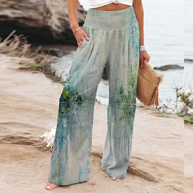 PALOMA | Women's Floral Wide Leg Pants High Waist Casual Summer
