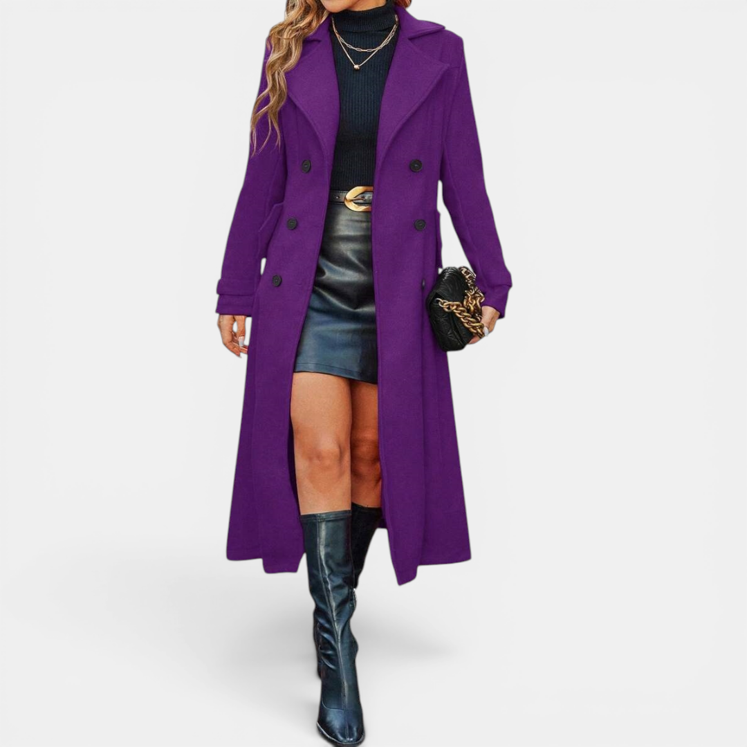 LEONILLE™ – Double-Breasted Wool Long Coat