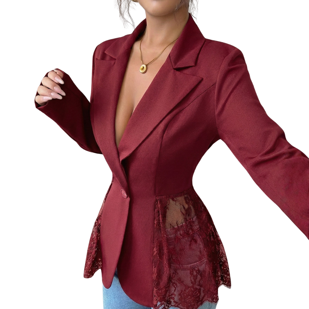 LEONIQUE | Lace Contrast Fitted Blazer Jacket