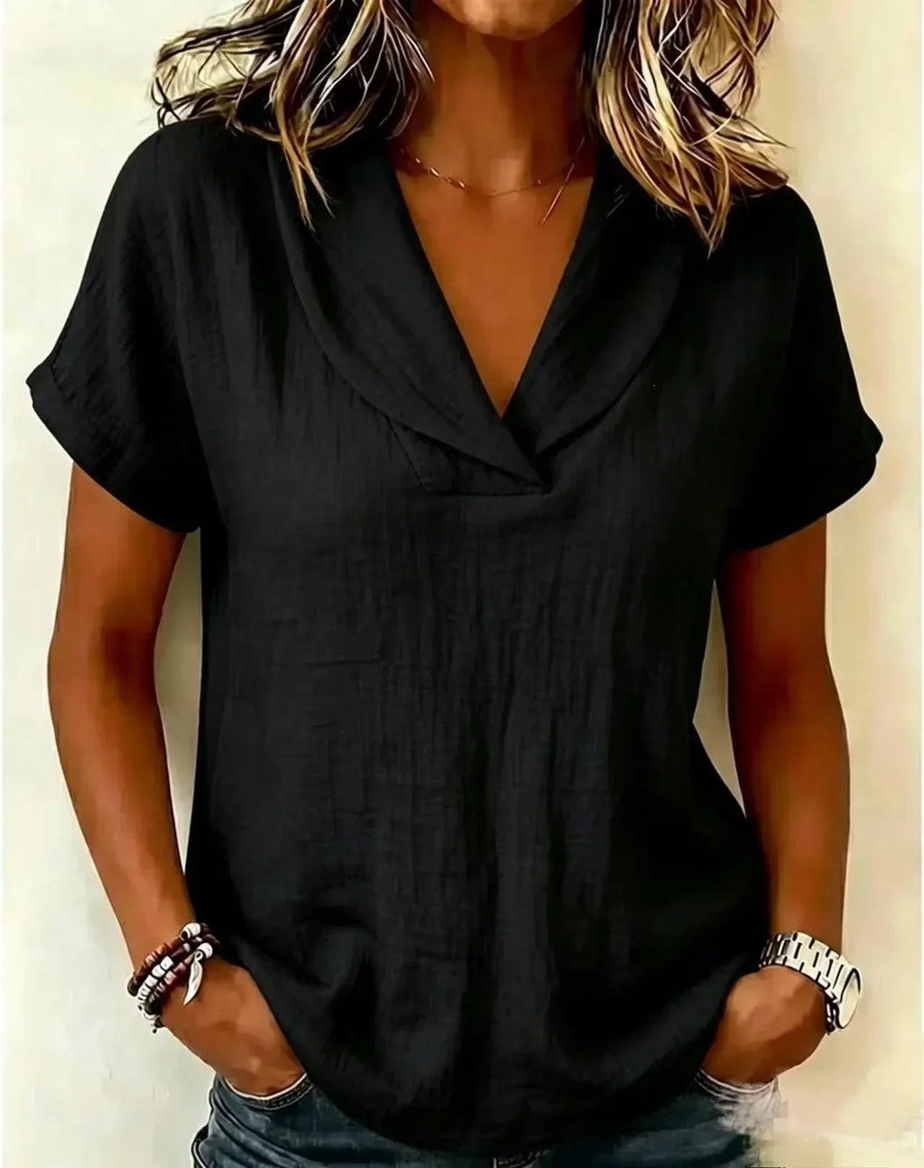 Sally | Relaxed V Neck Blouse