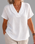Sally | Relaxed V-Neck Linen Blouse