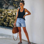 Scout | Women's High Waist Denim Shorts Distressed Rolled Hem