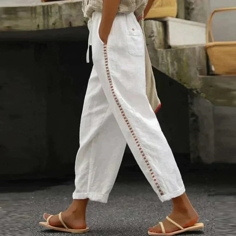 SERENA | Women's Pants High Waist Tapered Leg Side Stripe