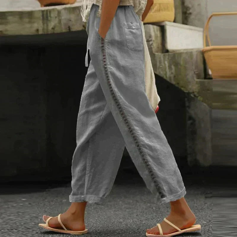 SERENA | Women's Pants High Waist Tapered Leg Side Stripe