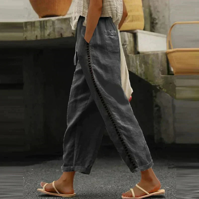SERENA | Women's Pants High Waist Tapered Leg Side Stripe