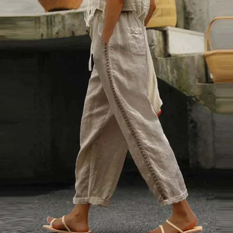 SERENA | Women's Pants High Waist Tapered Leg Side Stripe