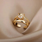 Adjustable Heart Zircon Ring