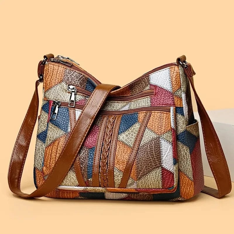 Solara II | Leather Mosaic Pattern Shoulder Bag