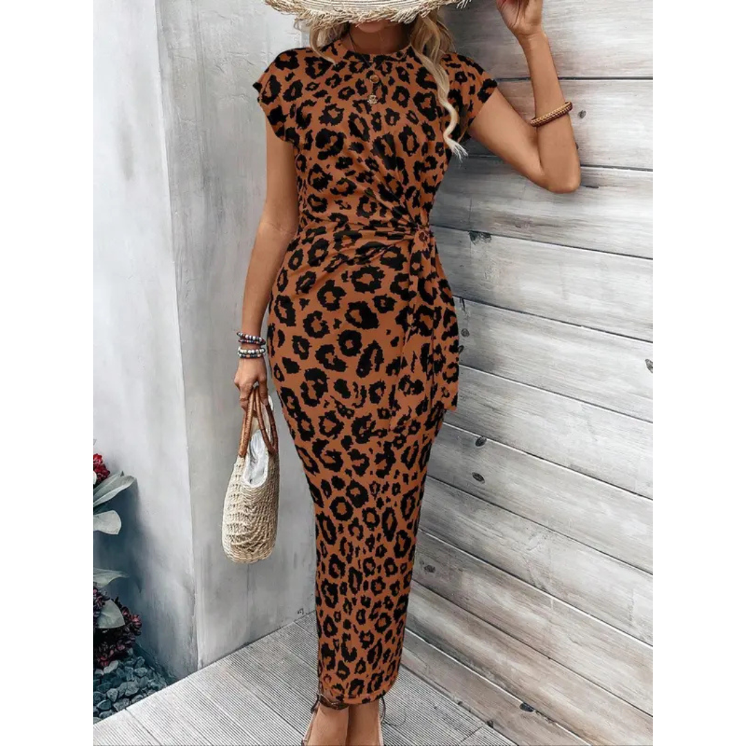 FELICIATI | Chic Bodycon Dress with Crew Neck Flutter Sleeves