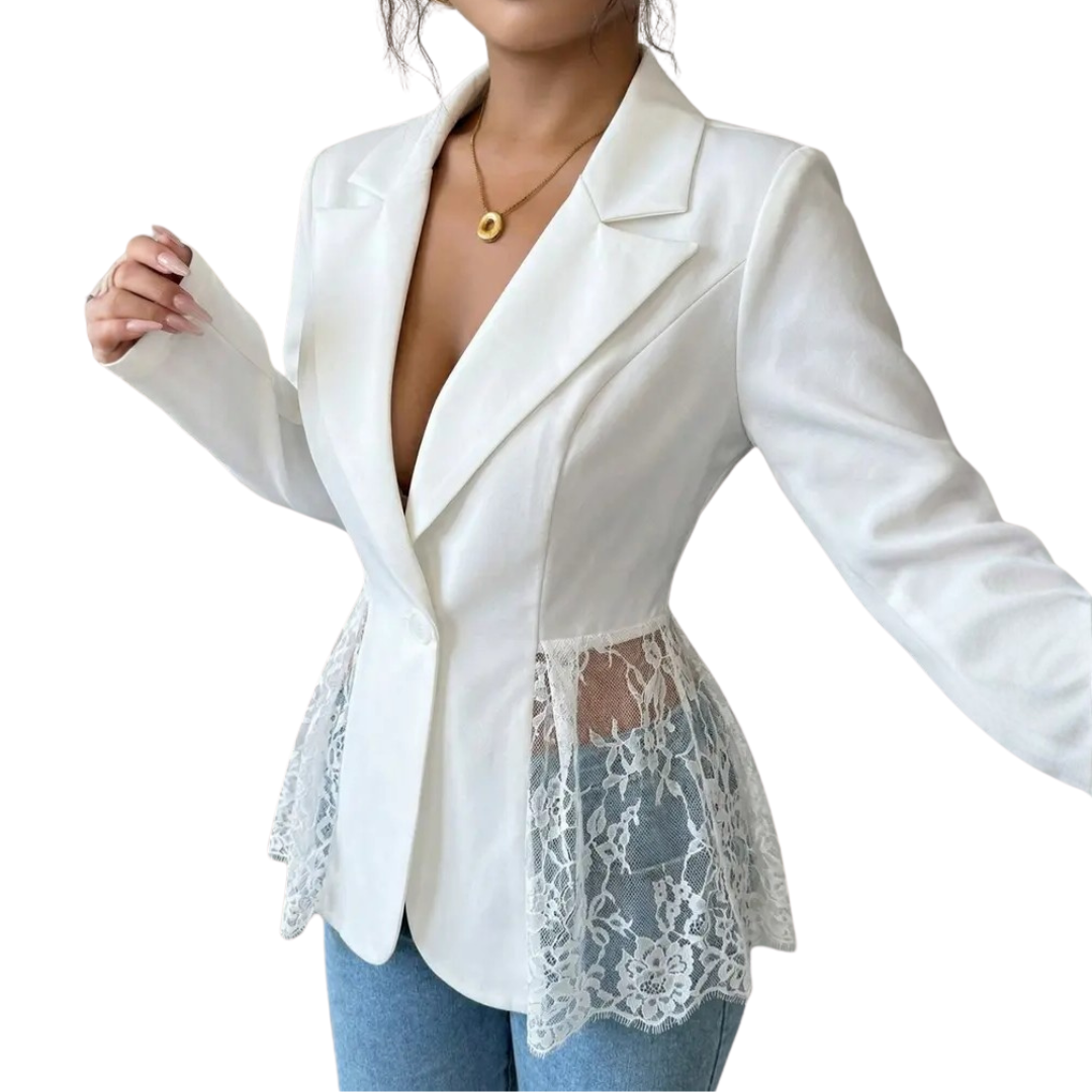 LEONIQUE | Lace Contrast Fitted Blazer Jacket