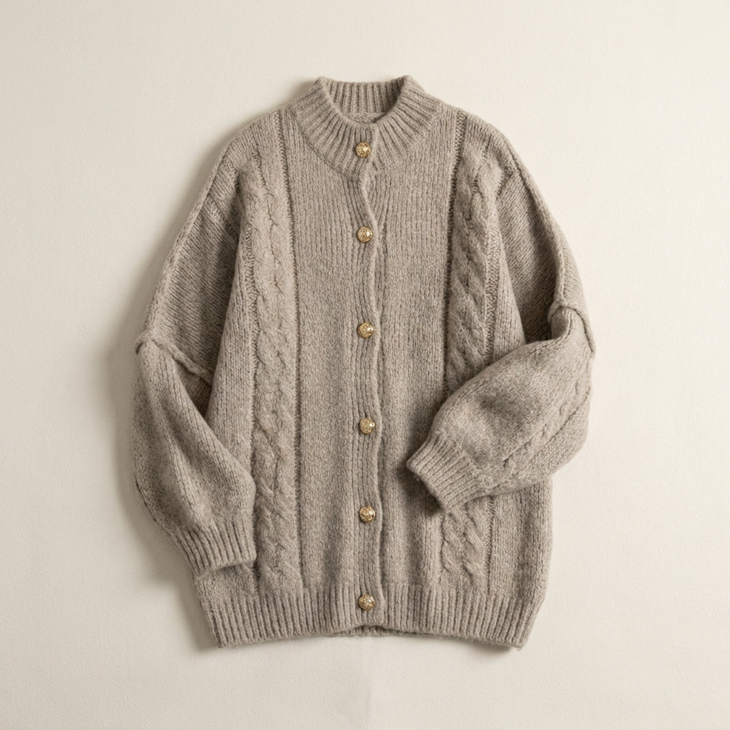 OLIVIA | Braided Cable Knit Cardigan