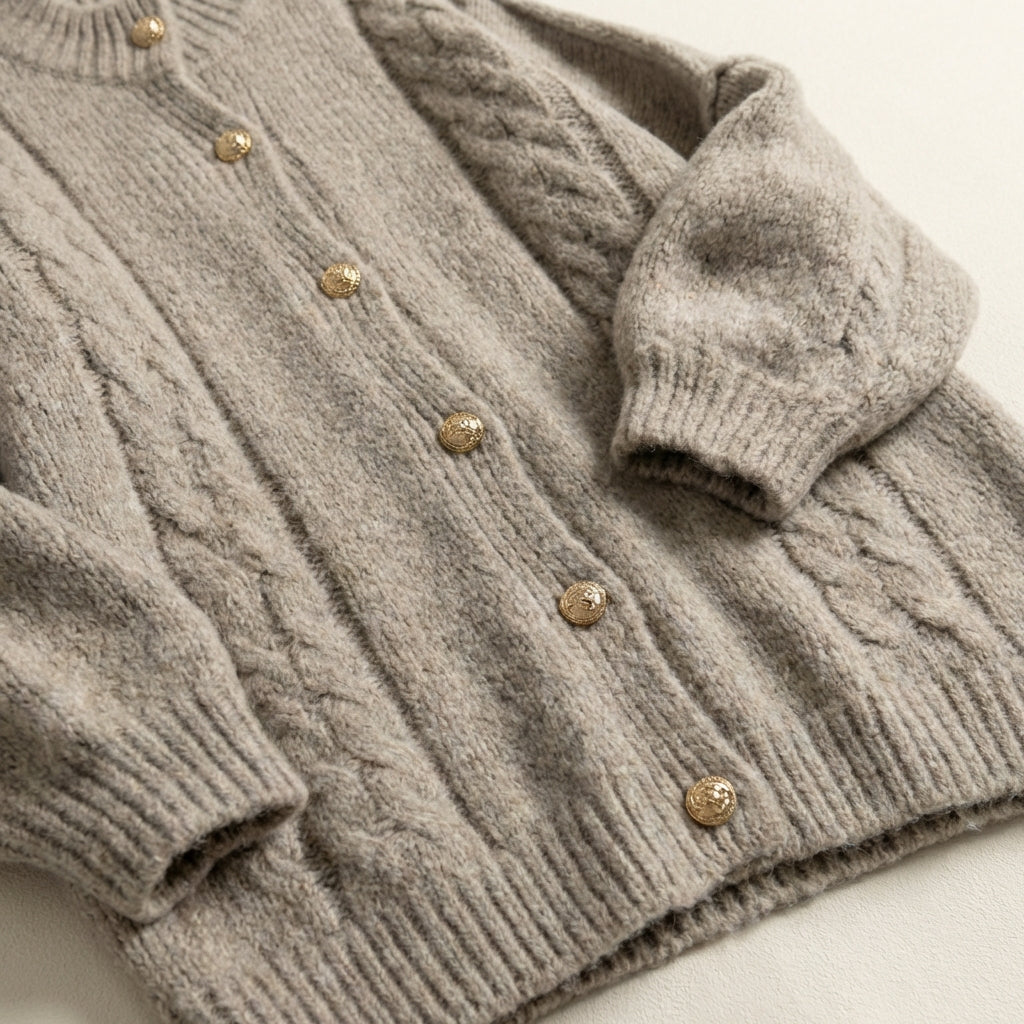 OLIVIA | Braided Cable Knit Cardigan