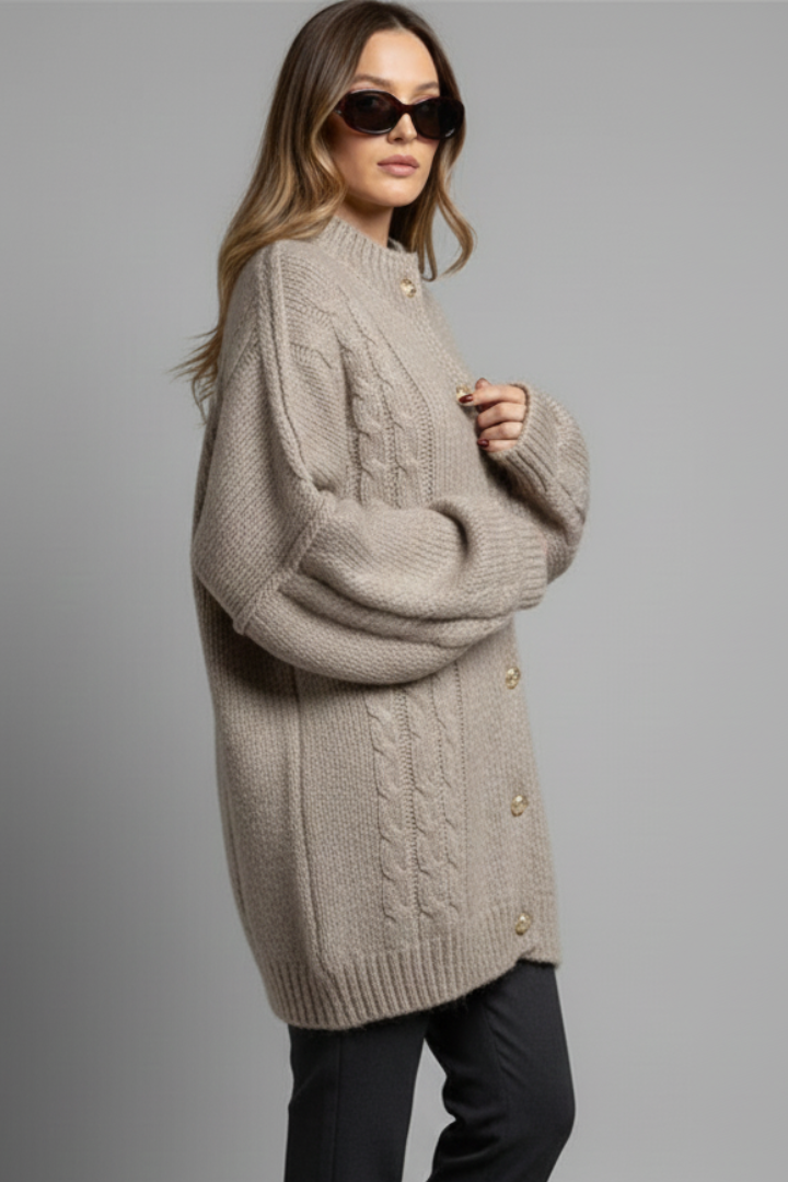 OLIVIA | Braided Cable Knit Cardigan