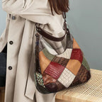 Bohemian Leather Patchwork Tote Bag