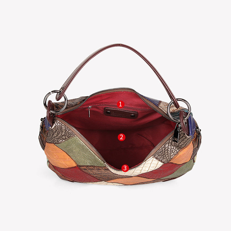 Bohemian Leather Patchwork Tote Bag