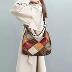 Bohemian Leather Patchwork Tote Bag